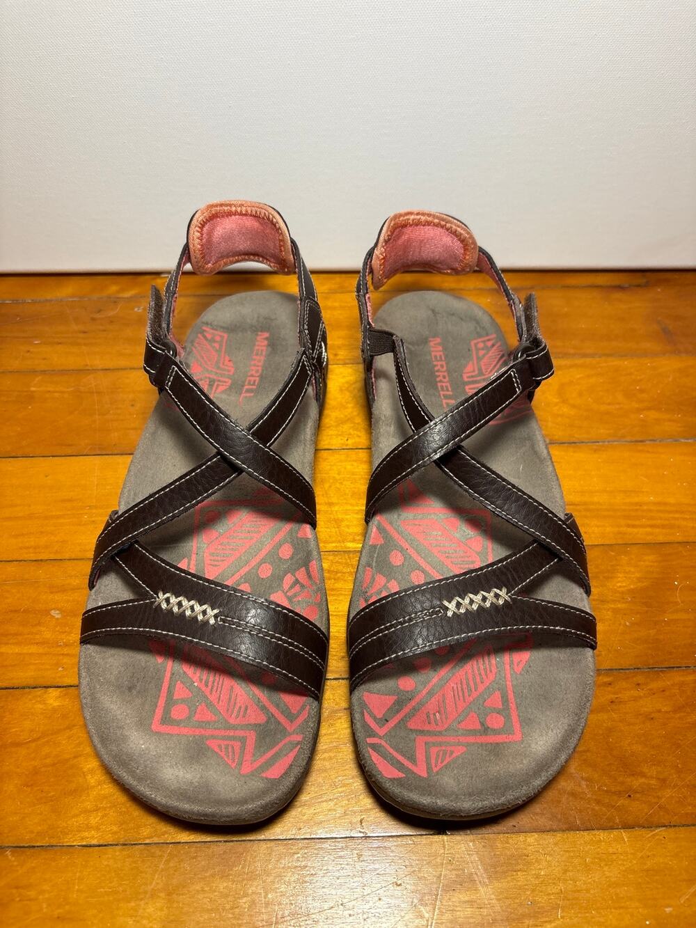 Merrell Sandspur Rose Convert women's strappy sandals in cocoa and coral Sz 7
